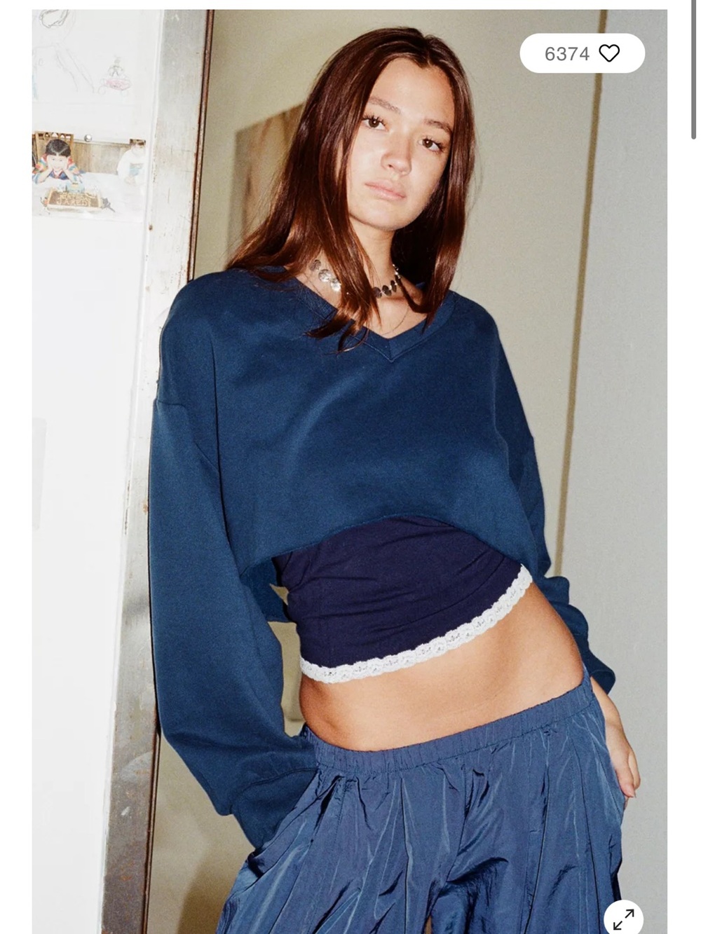 Out from Under V-Neck Sweatshirt cropped